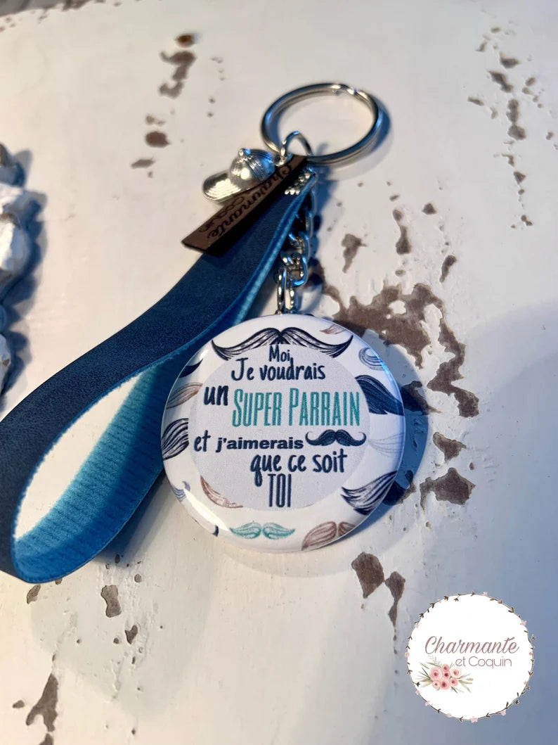 Porte clés personnalisé demande parrain, cadeau parrain