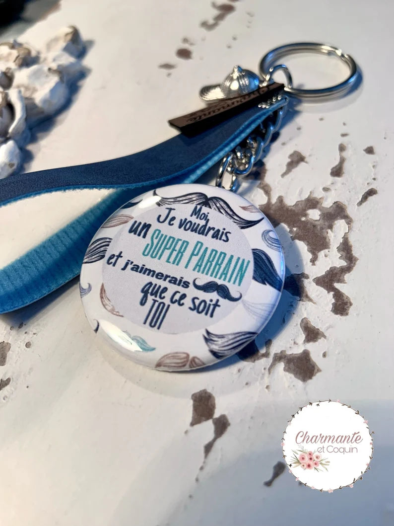 Porte clés personnalisé demande parrain, cadeau parrain