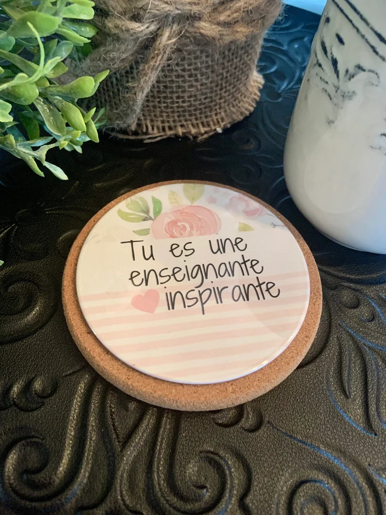Sous-verre personnalisé cadeau pour enseignante. Cadeau professeur, cadeau remerciement