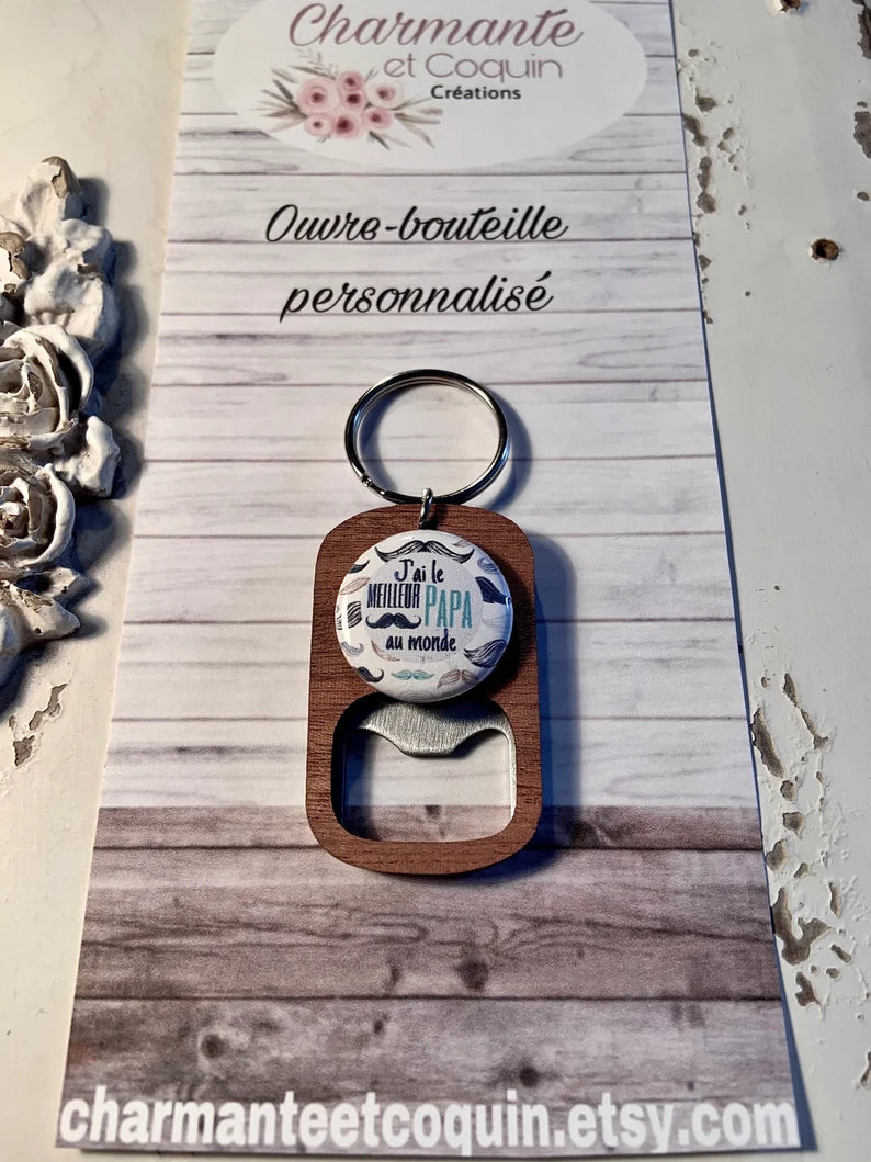 Porte-clés ouvre bouteilles personnalisé cadeau pour papa, décapsuleur cadeau