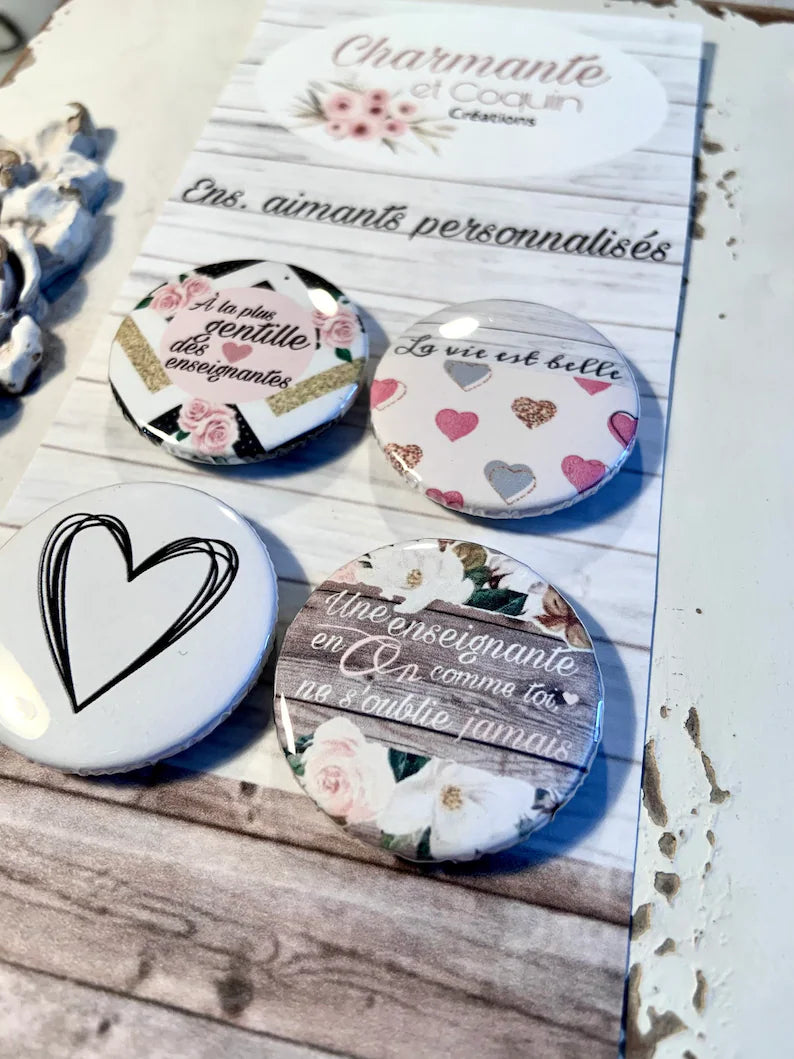 Ensemble d’aimants personnalisés pour enseignante, cadeaux remerciement enseignante