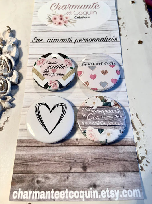 Ensemble d’aimants personnalisés pour enseignante, cadeaux remerciement enseignante