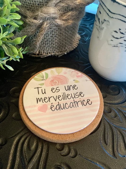 Sous-verre personnalisé cadeau pour éducatrices, cadeau remerciement