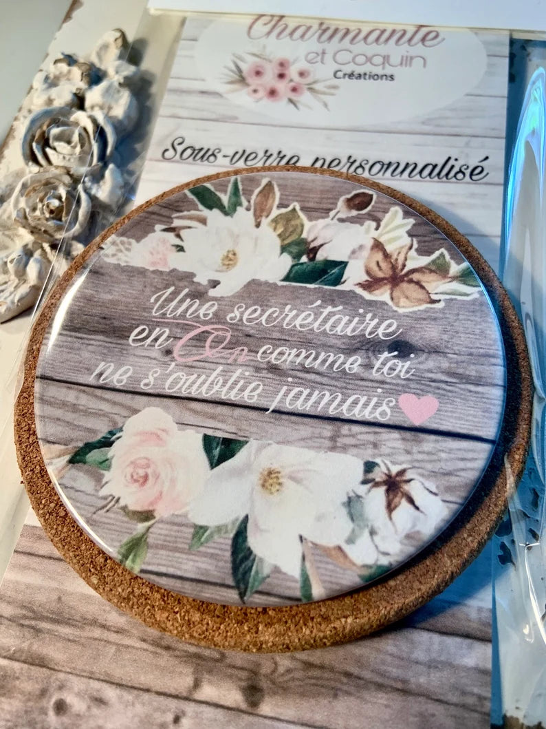 Sous verre personnalisé pour secrétaire , cadeau pour secrétaire