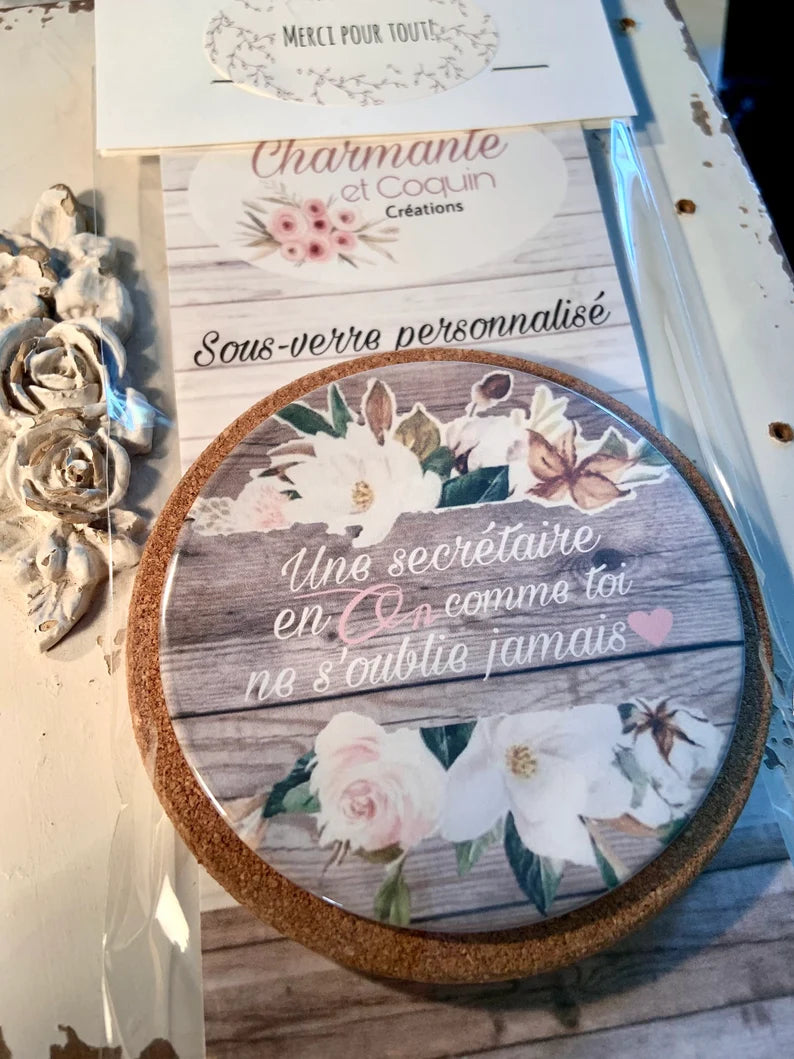 Sous verre personnalisé pour secrétaire , cadeau pour secrétaire