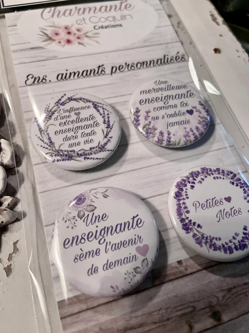 Ens. 4 aimants personnalisés cadeau pour enseignante,cadeau remerciement pour professeur