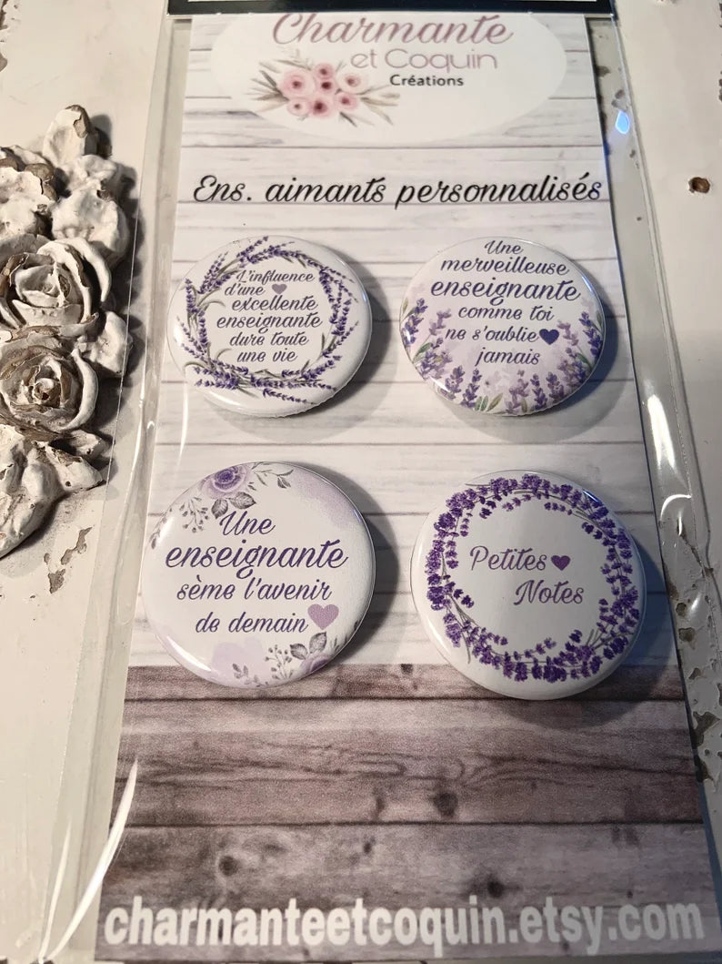 Ens. 4 aimants personnalisés cadeau pour enseignante,cadeau remerciement pour professeur