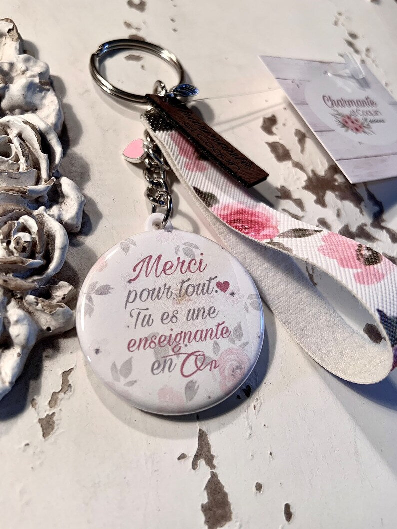 Porte clés personnalisé cadeau pour enseignante, cadeau remerciement pour professeur