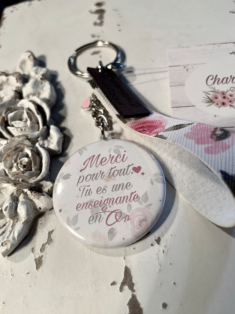 Porte clés personnalisé cadeau pour enseignante, cadeau remerciement pour professeur