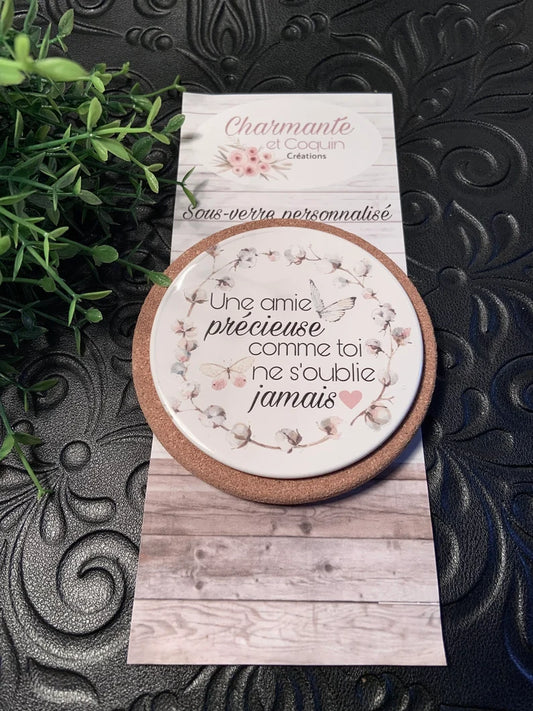 Sous verre personnalisé cadeau pour une amie précieuse