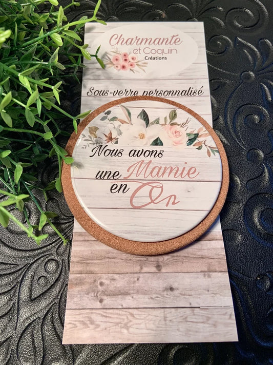 Sous verre personnalisé cadeau pour votre mamie adorée