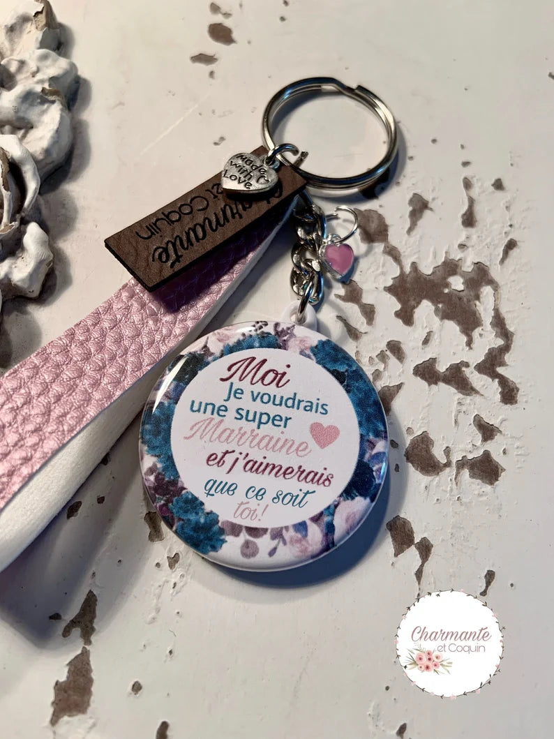 Porte clés personnalisé pour une demande marraine