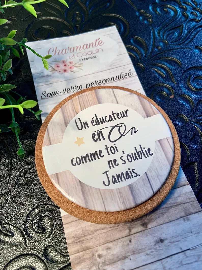 Sous verre personnalisé cadeau pour éducateur