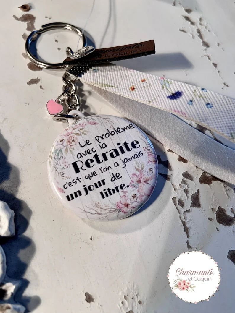 Porte clés personnalisé cadeau pour annoncer une retraite