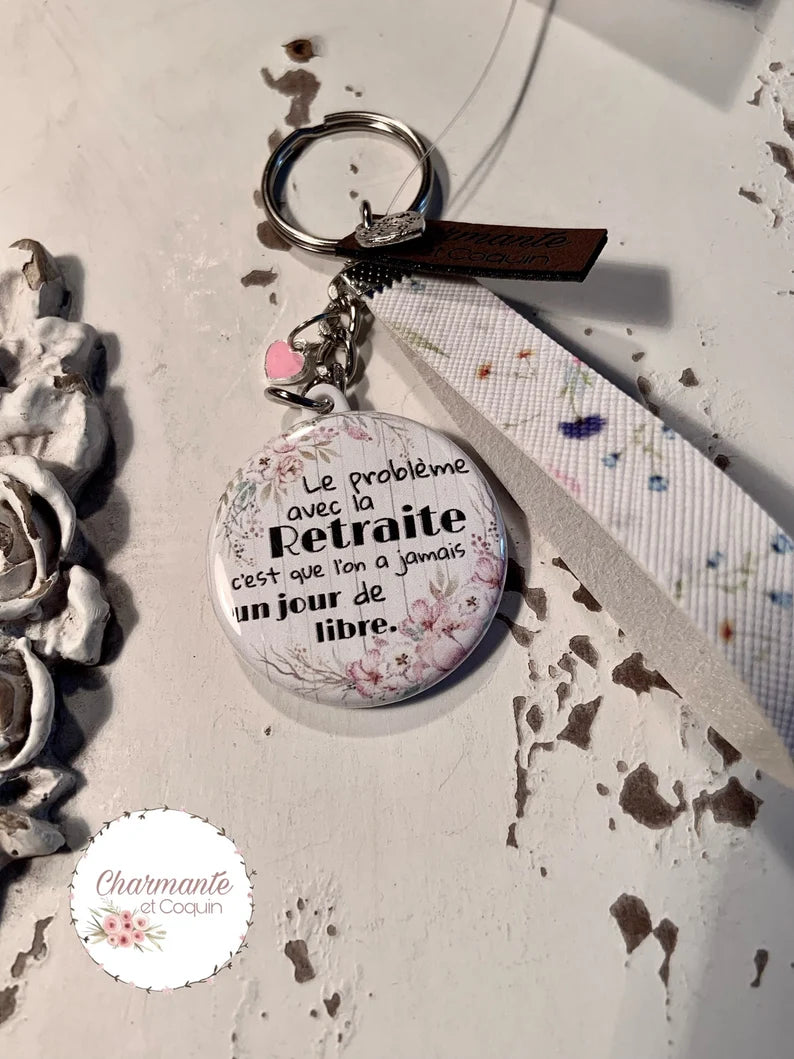 Porte clés personnalisé cadeau pour annoncer une retraite