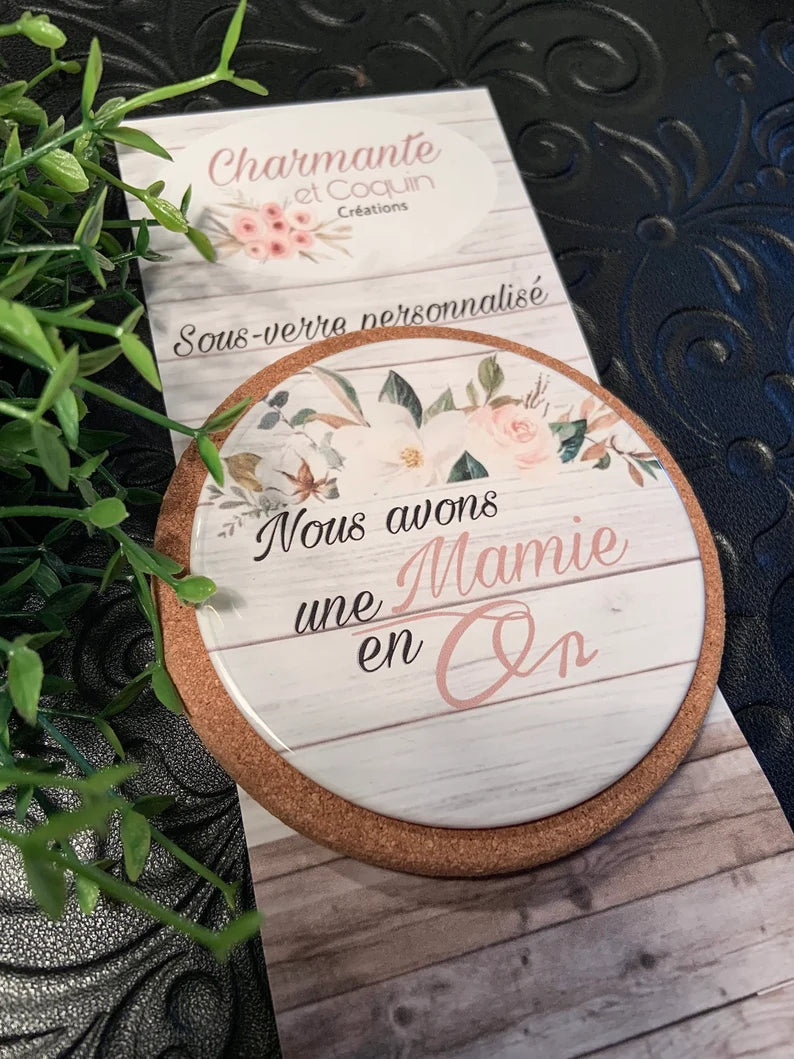 Sous verre personnalisé cadeau pour votre mamie adorée