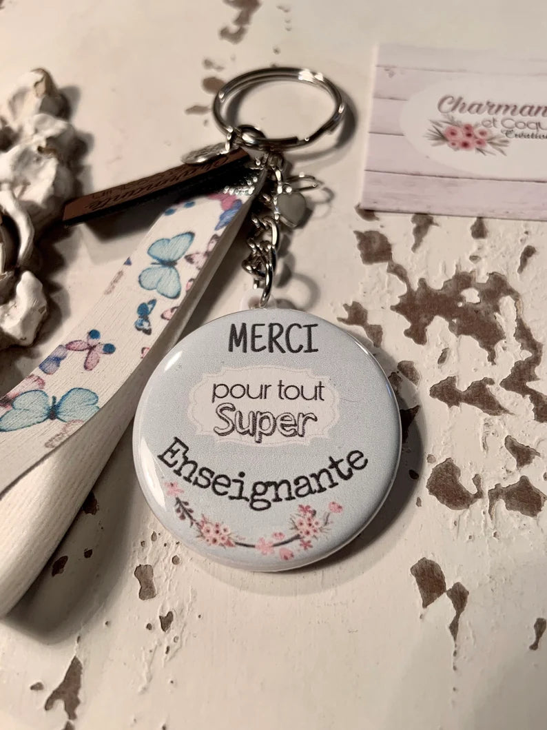 Porte - clés personnalisé merci pour tout super enseignante !