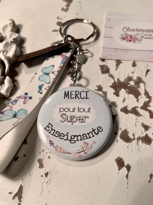 Porte - clés personnalisé merci pour tout super enseignante !