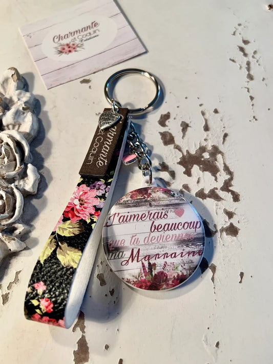 Porte clés personnalisé demande marraine, cadeau marraine