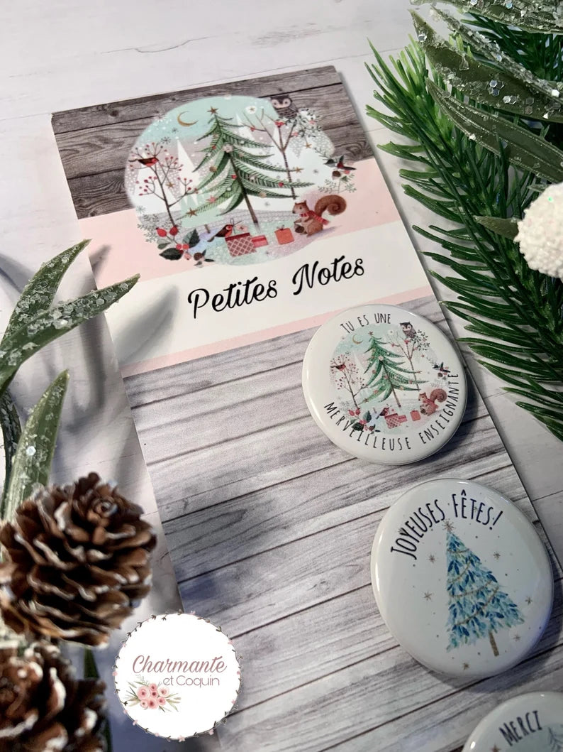 Ensemble bloc notes et 3 aimants personnalisés, cadeau pour enseignante, calepin