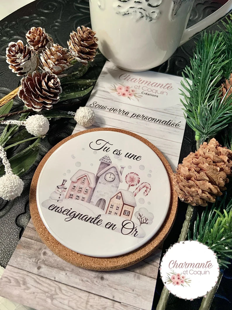 Sous verre personnalisé avec magnifique citation, cadeau pour enseignante, cadeau de  remerciement