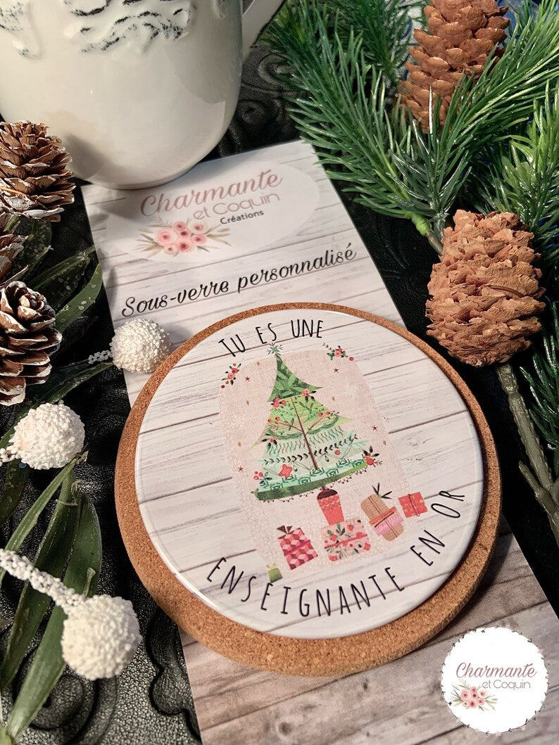 Sous verre personnalisé avec magnifique citation, cadeau pour enseignante, cadeau de  remerciement
