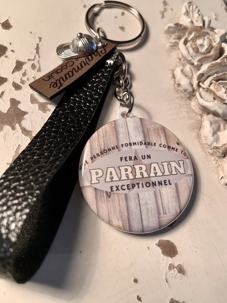 Porte clés personnalisé, cadeau demande parrain, surprise pour parrain