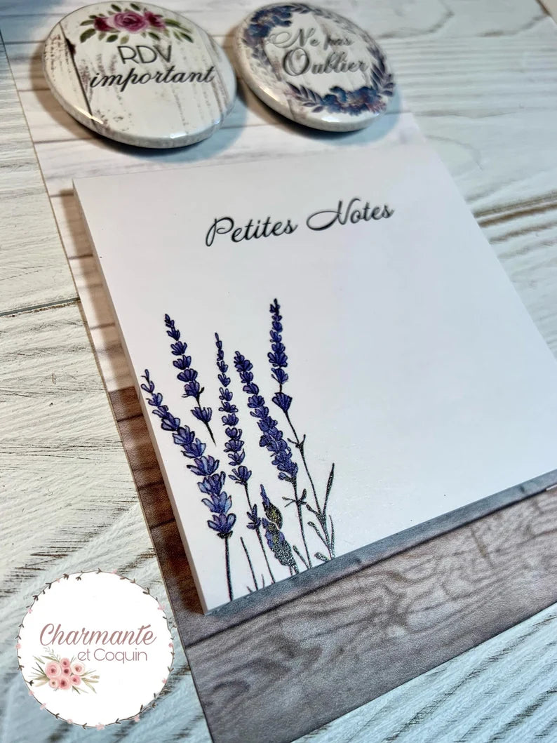 Ensemble bloc notes avec feuilles autocollantes (style post it) avec deux aimants personnalisés