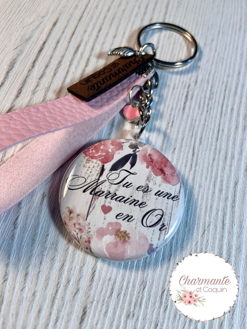 Porte clés personnalisé pour marraine, demande marraine, cadeau marraine