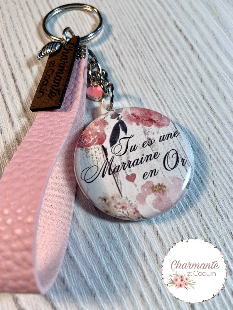 Porte clés personnalisé pour marraine, demande marraine, cadeau marraine
