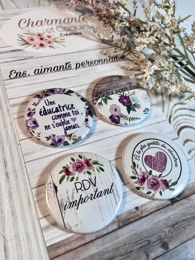 Ensemble d’aimants personnalisés cadeau pour éducatrice, remerciement éducatrice