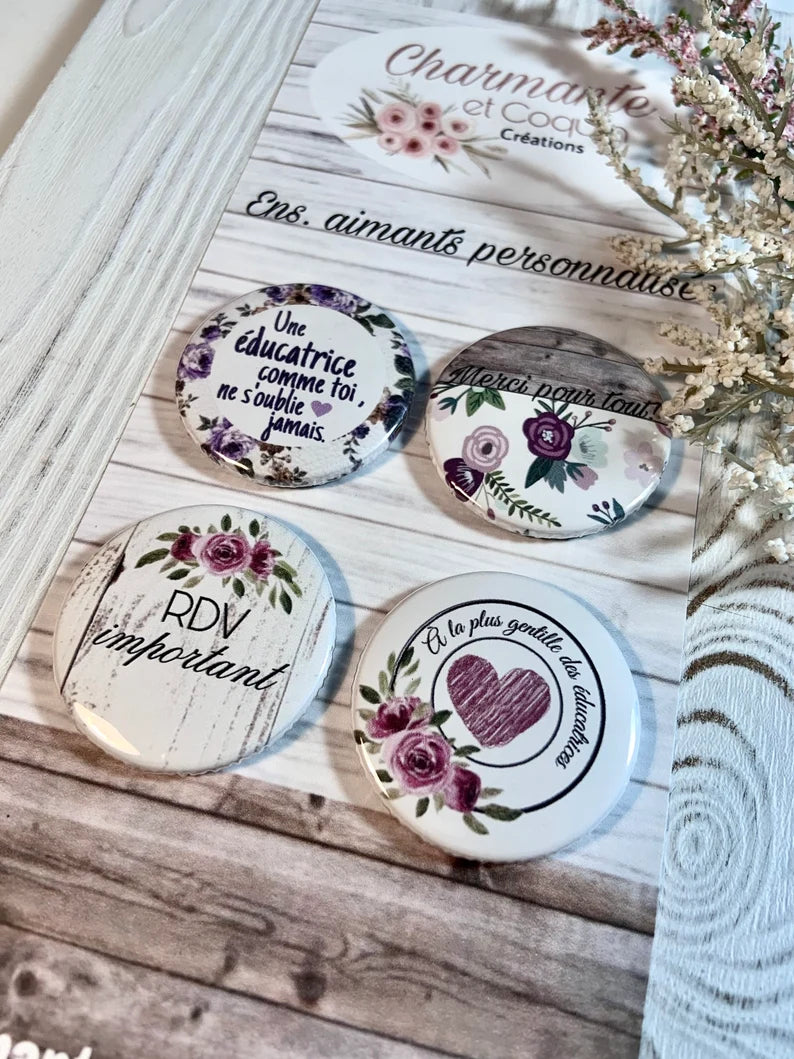 Ensemble d’aimants personnalisés cadeau pour éducatrice, remerciement éducatrice