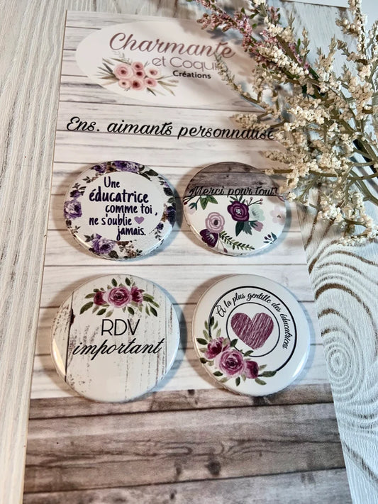 Ensemble d’aimants personnalisés cadeau pour éducatrice, remerciement éducatrice
