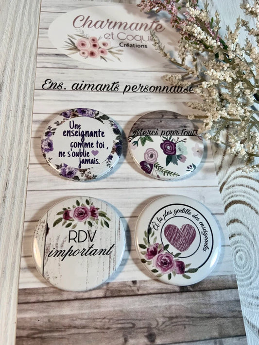 Ensemble d’aimants personnalisés cadeau pour enseignante, cadeau remerciement professeur