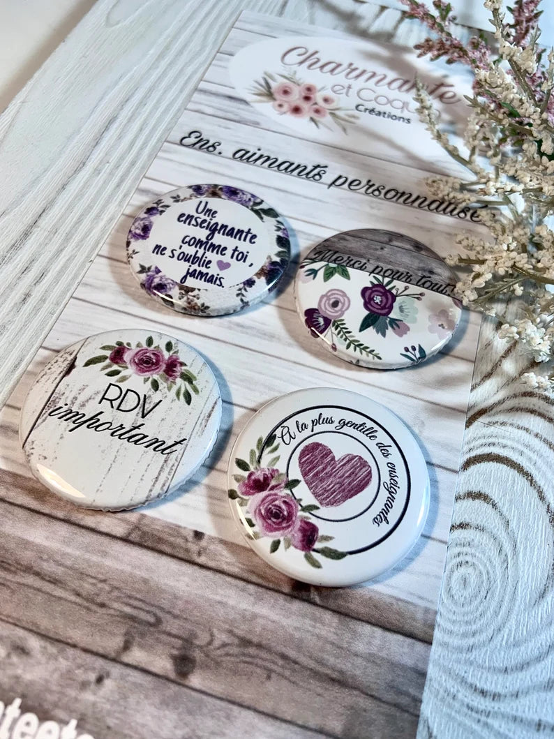 Ensemble d’aimants personnalisés cadeau pour enseignante, cadeau remerciement professeur