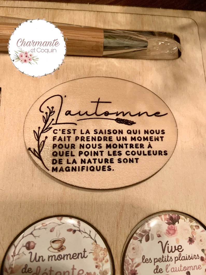 Ensemble porte crayon, bloc notes avec feuilles autocollantes et deux aimants.Petit organisateur de bureau.Cadeau pour remerciement