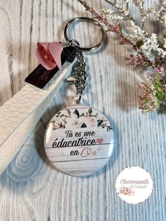 Porte-clés personnalisé cadeau pour éducatrice , cadeau remerciement éducatrice