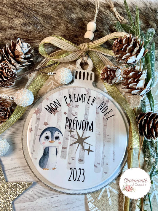 Ma première boule de Noël en bois de style rustique chic.