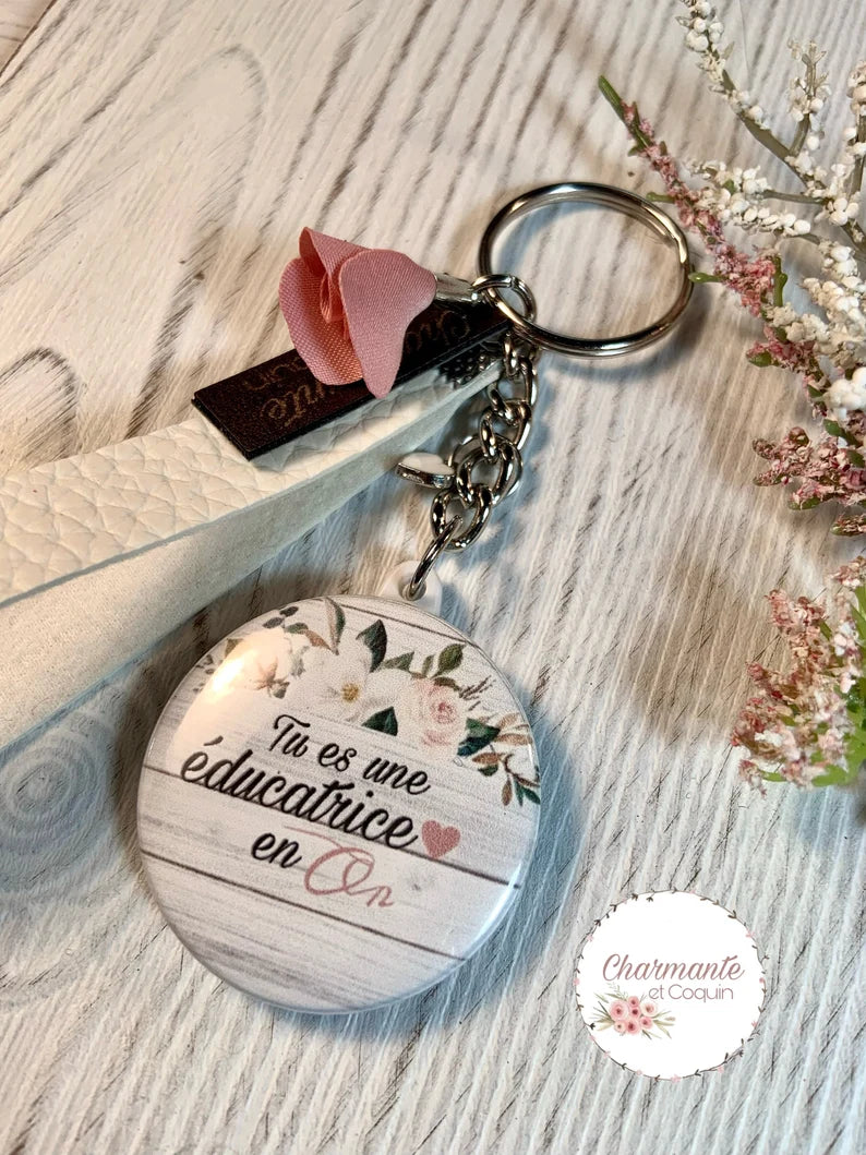 Porte-clés personnalisé cadeau pour éducatrice , cadeau remerciement éducatrice