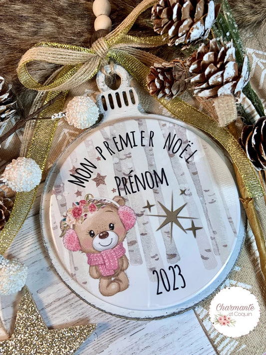 Ma première boule de Noël en bois de style rustique chic.