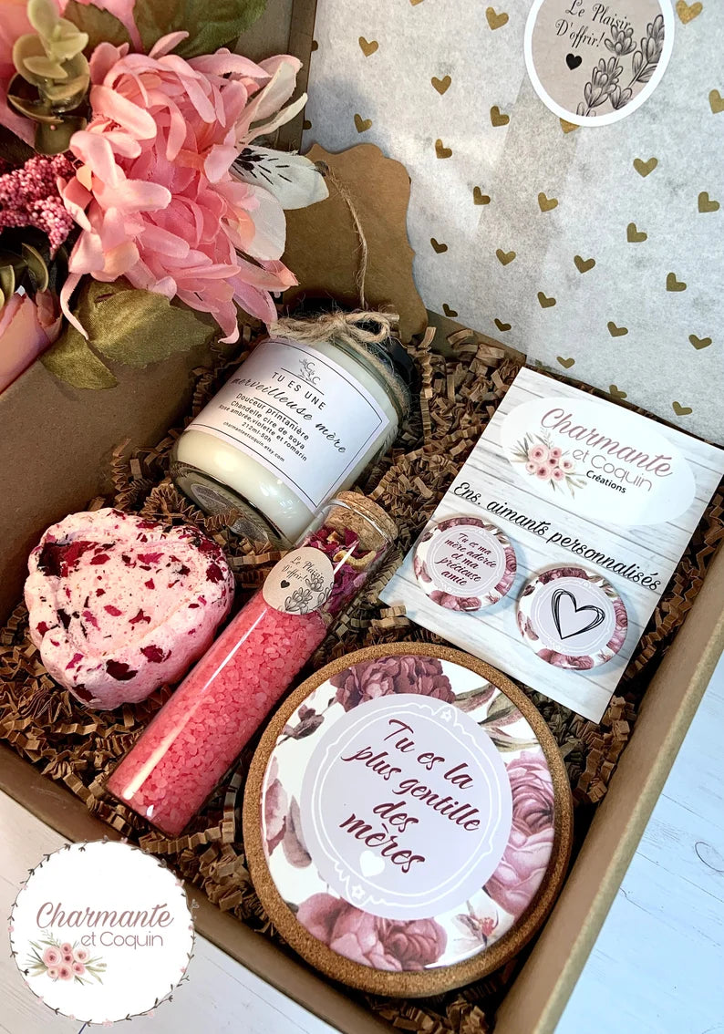 Charmante boîte cadeaux personnalisée pour une maman, cadeaux pour fête des mères
