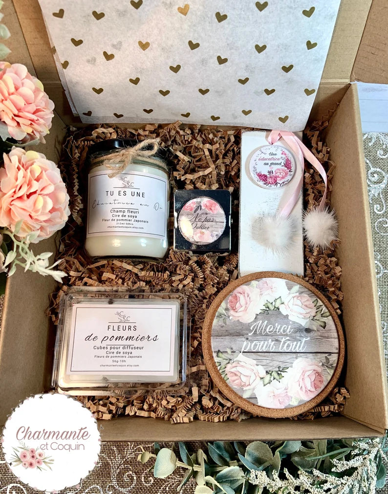 Charmante boîte cadeaux personnalisée, cadeau pour éducatrice