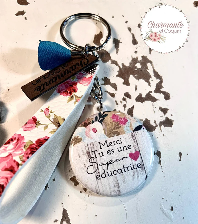 Porte-clés personnalisé cadeau pour éducatrice, remerciement pour éducatrice, création