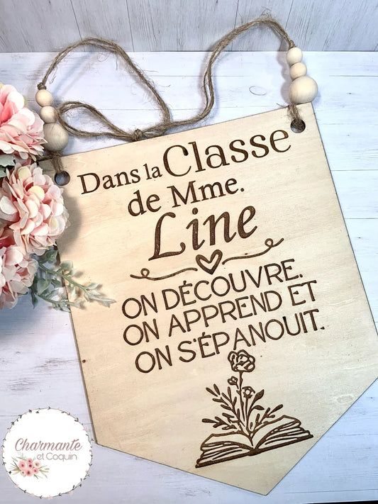 PETIT fanion en bois personnalisé cadeau pour enseignante