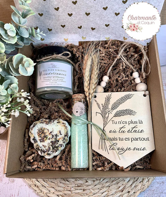Coffret cadeau pour personne qui traverse un deuil .