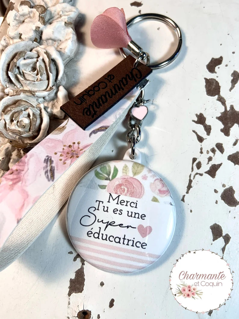 Porte-clés personnalisé cadeau pour éducatrice, remerciement pour éducatrice, création