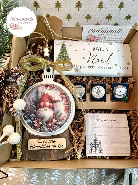 Boîte cadeaux de Noël personnalisée pour éducatrice ,enseignante ou avec votre citation personnalisée .Coffret cadeau