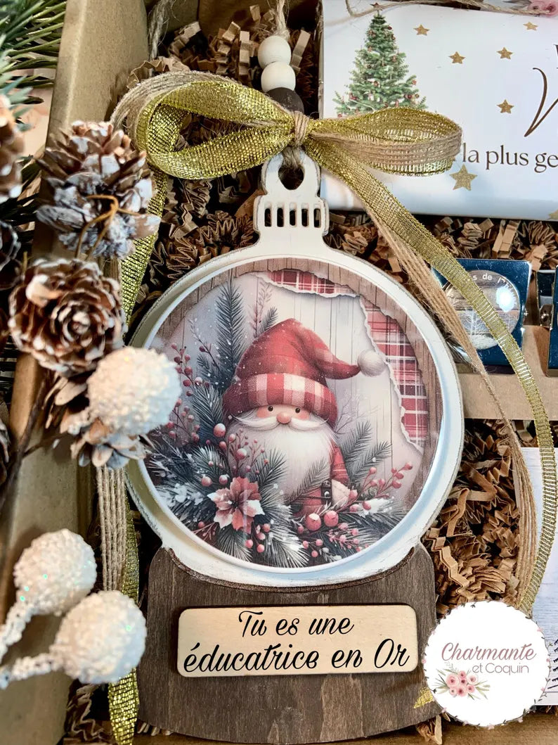 Boîte cadeaux de Noël personnalisée pour éducatrice ,enseignante ou avec votre citation personnalisée .Coffret cadeau