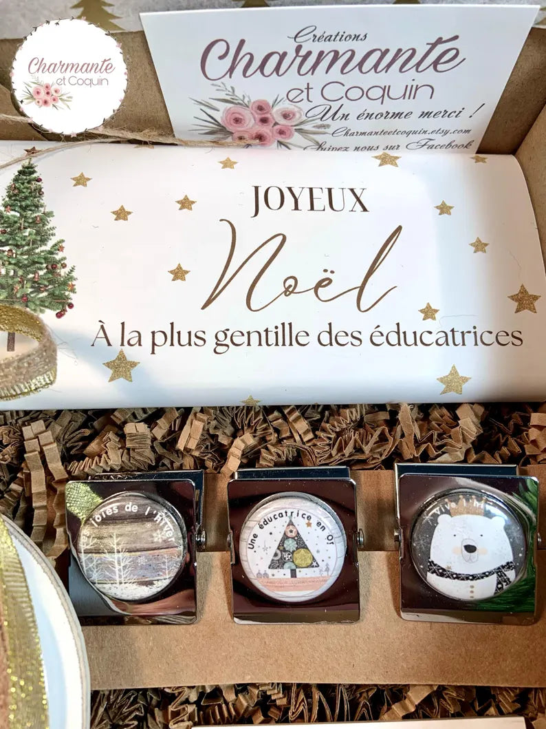 Boîte cadeaux de Noël personnalisée pour éducatrice ,enseignante ou avec votre citation personnalisée .Coffret cadeau