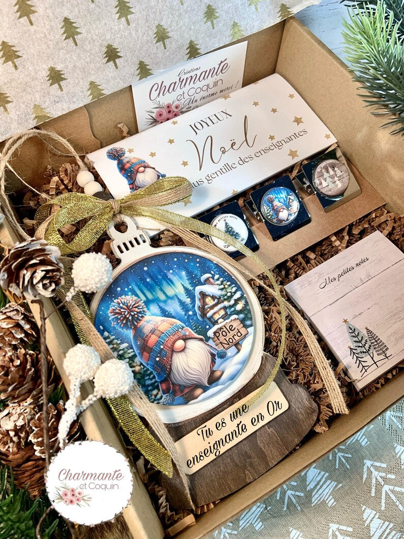 Boîte cadeaux de Noël personnalisée pour éducatrice ,enseignante ou avec votre citation personnalisée .Coffret cadeau